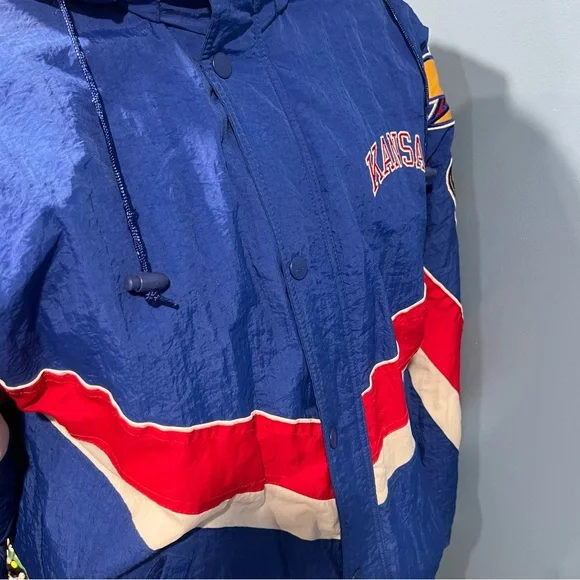 Vintage 90s NCAA Starter University of Kansas KU Jayhawks Full Zip Jacket Large - Picture 8 of 14